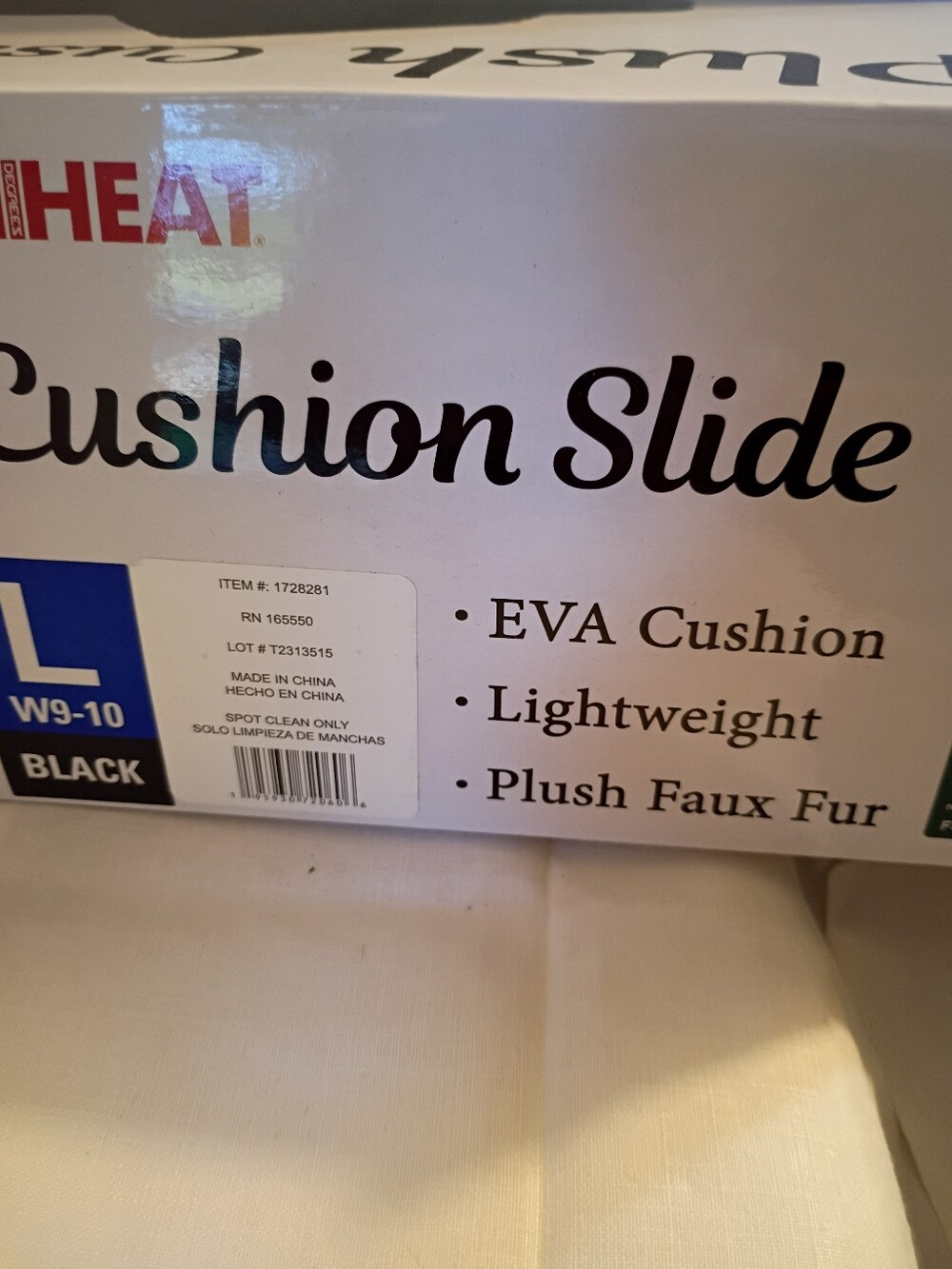 New! 32 Degrees Heat Plush Cushion Slide Women's Large(9-10) Black - Picture 5 of 6